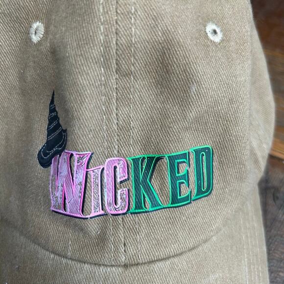 WICKED Baseball Hat Tan with Pink & Green graphics - Picture 2 of 4
